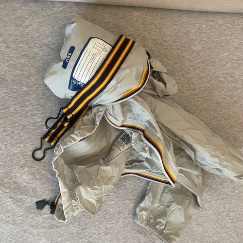 K-WAY kids waterproof jacket like new, light gray, size 140 cm