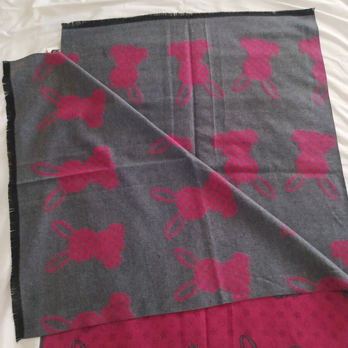 Pashmina scarf new double-sided gray and pink with design