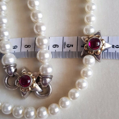 Pearl necklace and bracelet set silver 925 and 18K gold used