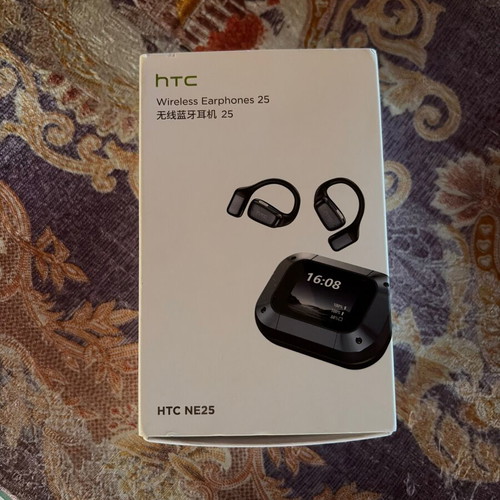 HTC NE25 wireless earphones with smart touchscreen case and AI translation