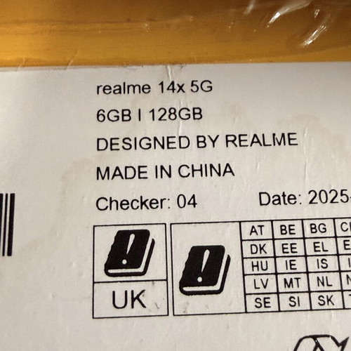 Realme 14x 5G smartphone new, 6GB RAM, 128GB storage, dual SIM