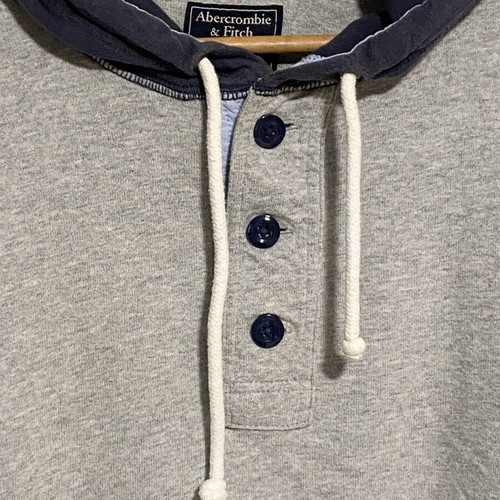 Abercrombie & Fitch hoodie like new, cotton, gray and blue, size L