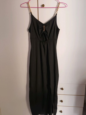 Long dress new, sexy with slit and chest opening, black