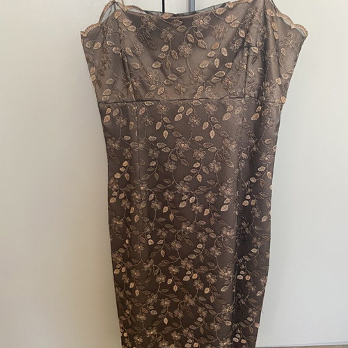 Makis Tselios Vintage Cocktail Dress XS, brown and gold lace