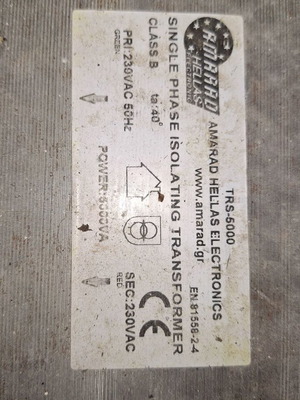 Isolation transformer 230V 5kW new, set of 2 pieces