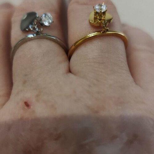 Rings new stainless steel in gold and silver color with heart and rhinestone