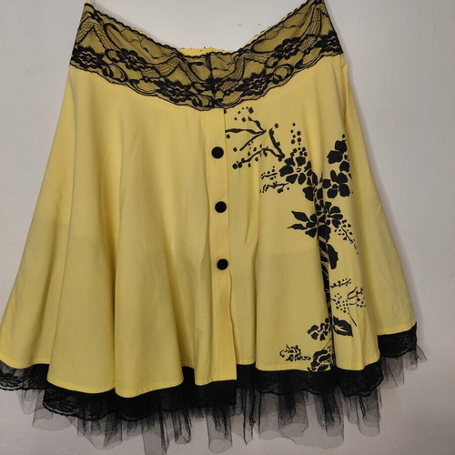Lonely Formal Skirt Yellow With Black Lace And Tulle New