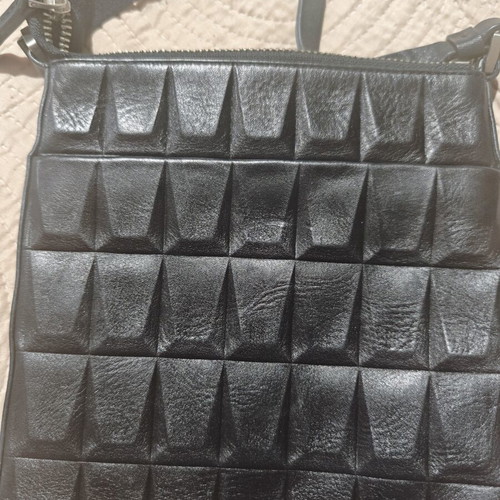 Calvin Klein Black Leather 3D Geometric Crossbody Messenger Bag like new