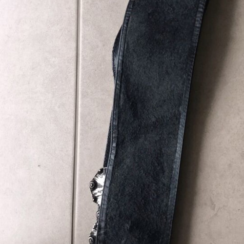 Leather belt used, wide with metal buckle 105 cm, black