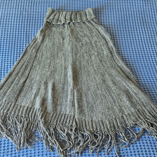 Grey poncho with rolled neck, size Small/Medium, made in Italy