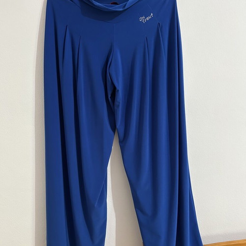 Royal Blue Wide Leg Palazzo Pants with Rhinestone Detail
