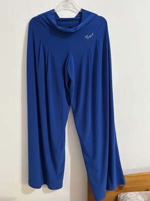 Royal Blue Wide Leg Palazzo Pants with Rhinestone Detail