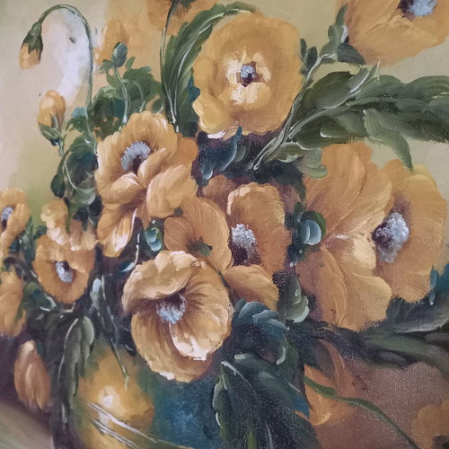 Oil painting with vivid colors on canvas 117×82cm with double wooden frame