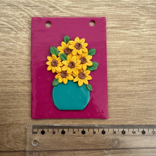 Sunflowers and Vase Polymer Clay Portrait like new handmade