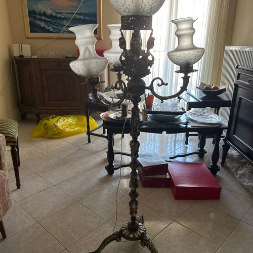 Vintage brass floor lamp used, European style 1950s-70s