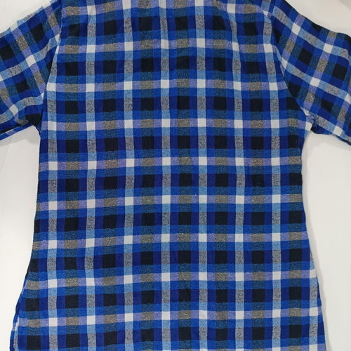 Plaid shirt blue and grey like new with 3/4 sleeves