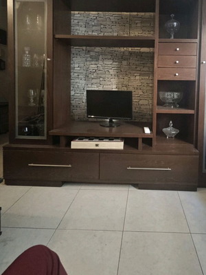 Composition new with showcase and 2 oak drawers wenge color
