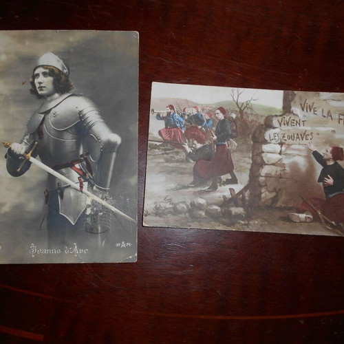 Jeanne d'Arc and French revolutionaries cards used, set of 2