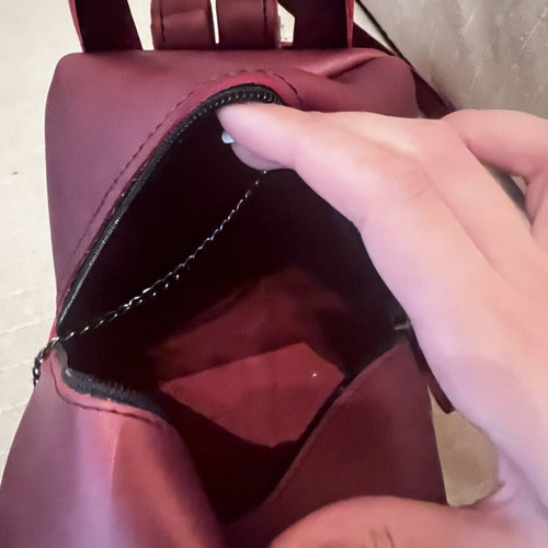 FRNC Backpack like new, burgundy with fringes and detachable wallet