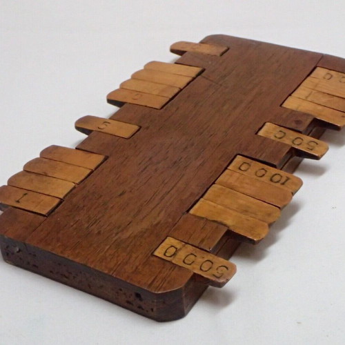 Vintage wooden Bezique used, game score counter