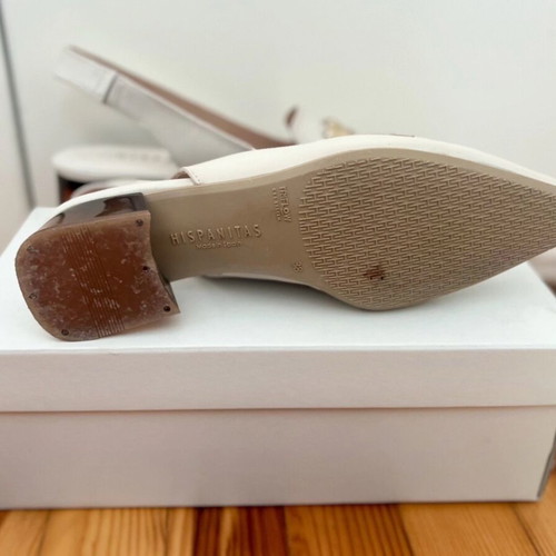 Hispanitas women's slingback shoes like new, ecru with gold buckle
