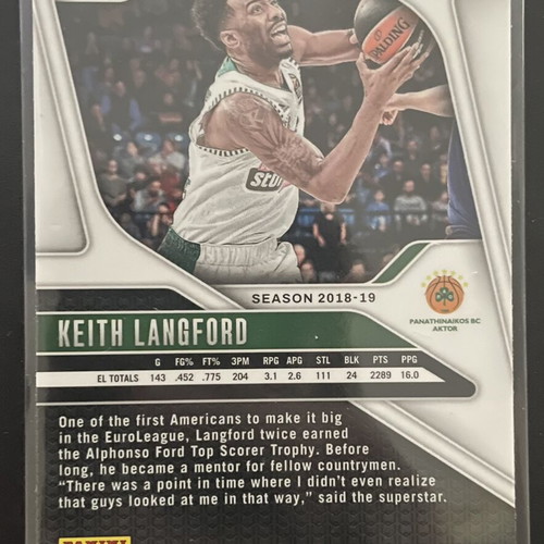 Panini Prizm Euroleague Keith Langford 25th Anniversary card 2024-25