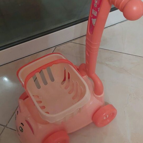 Trolley with basket teddy bear imitation toy like new