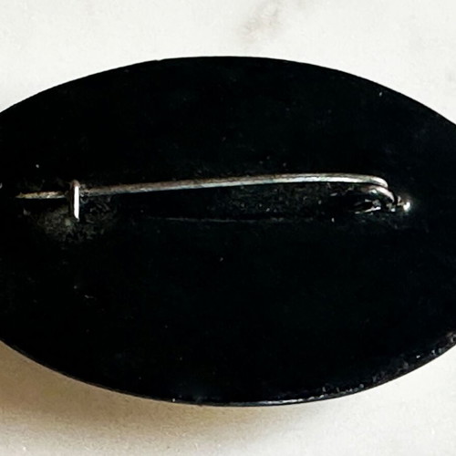Vintage Fedoskino brooch used, handmade 90s miniature