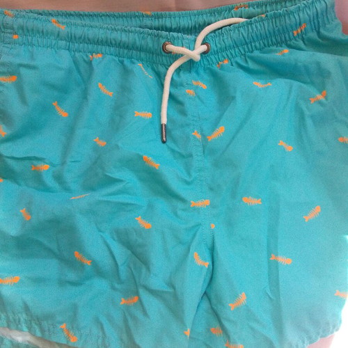 Pull & Bear men's swim shorts medium, turquoise and orange