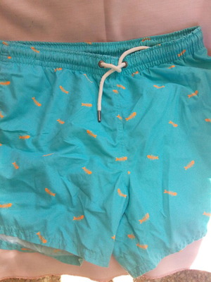 Pull & Bear men's swim shorts medium, turquoise and orange