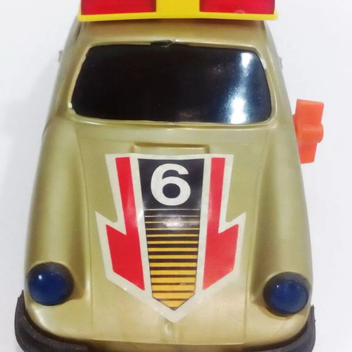 Vintage wind-up toy car used Greek made Vasileiadis Porsche