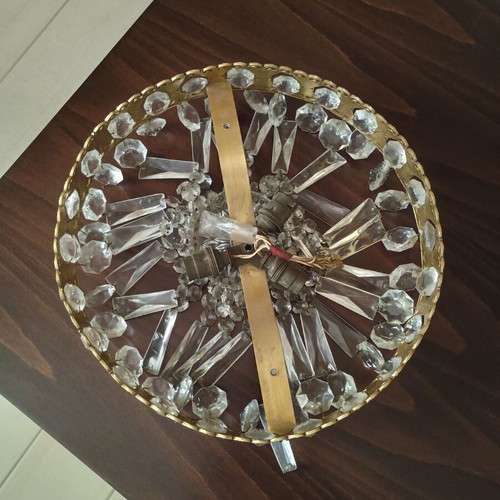 Vintage crystal chandelier set, 2 pieces