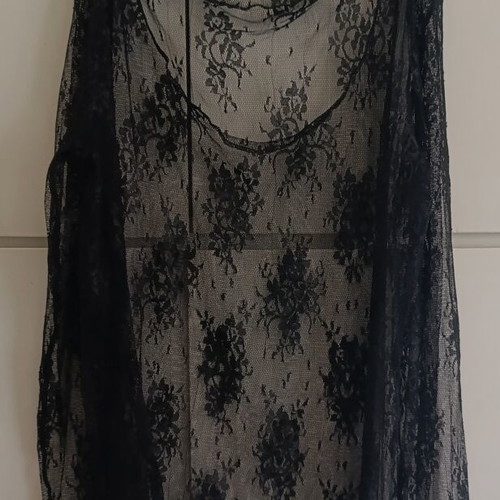 Blouse with Long Sleeves Floral Pattern Like New, Black, Size S
