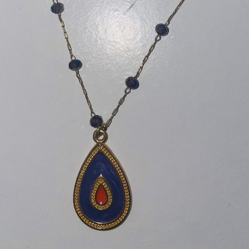 Set of 2 Necklaces like new with s.steel chain and blue-purple beads