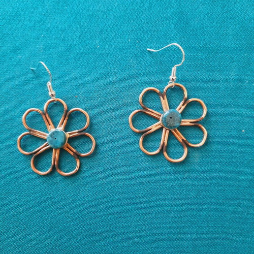Handmade earrings copper silver 925 semi-precious stone new