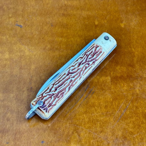 Vintage Tramontina folding knife from Brazil, used, decorative handle