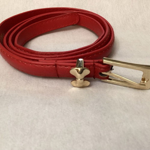 Red Thin Belt with Gold Buckle Like New