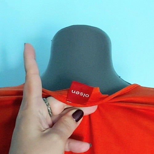 Olsen blouse like new orange designer with lace XL-3XL
