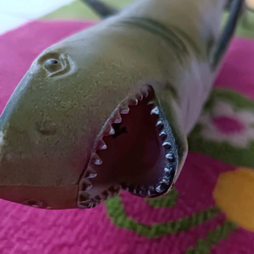 Plastic shark like new with horn sound, about 42 cm long