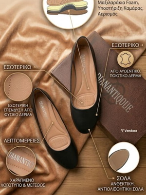 Leather ballerinas size 39 like new, black, anatomical