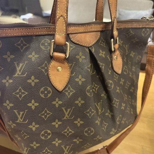 Louis Vuitton Palermo PM Monogram bag used, brown leather patina