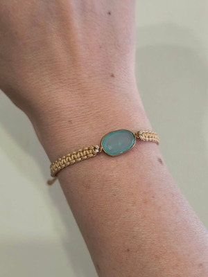 Handmade Bracelet with Blue Chalcedony Stone