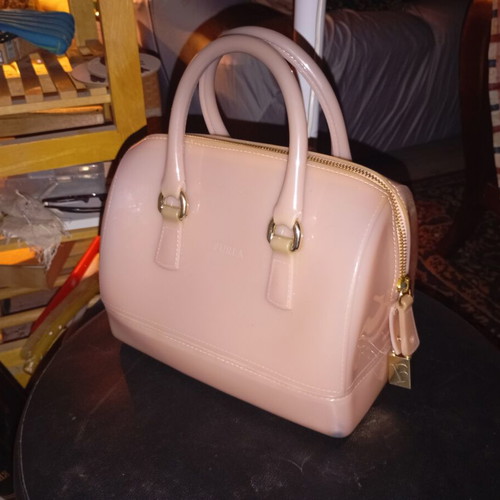 Furla Candy Bag Boston bag, nude pink glossy PVC