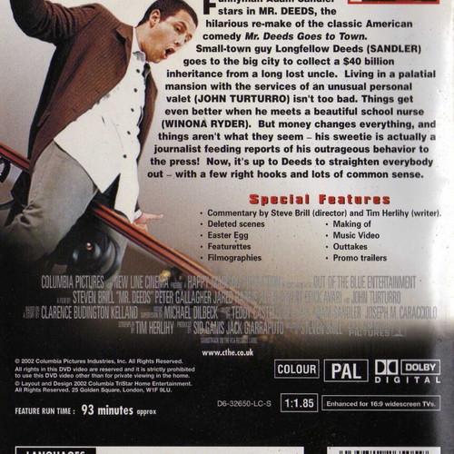 Mr Deeds DVD used, comedy, romantic with subtitles