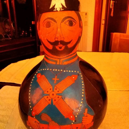 Painted pumpkins used, set of two, height 30x22 cm