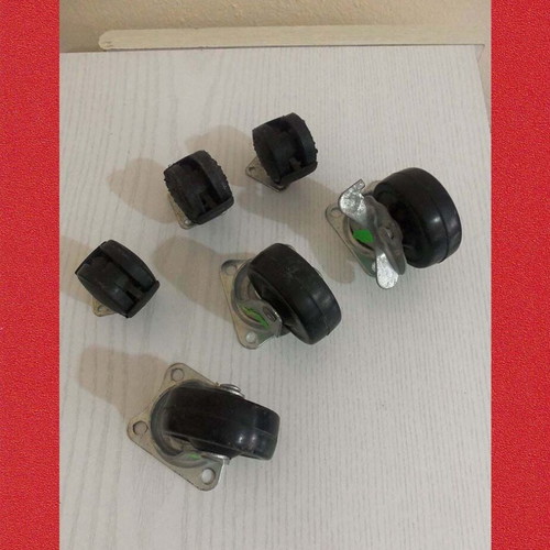 Furniture caster wheels set used, 3 with metal base, 1 with brake