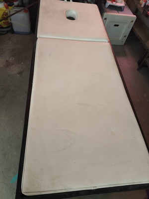 Massage bed used, dark oak wood