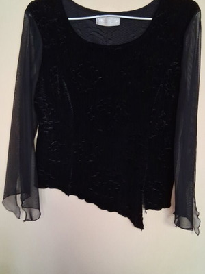 Tisato blouse size L like new, black with transparent sleeves
