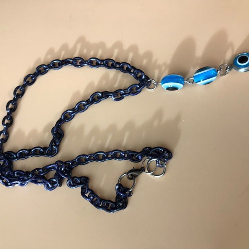 Chunky Dark Blue Evil Eye Chain Necklace new, Y2K alternative jewelry