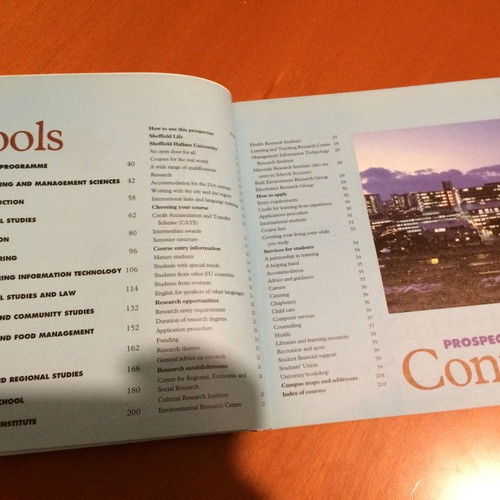 Sheffield Hallam University Postgraduate Prospectus 1995 used